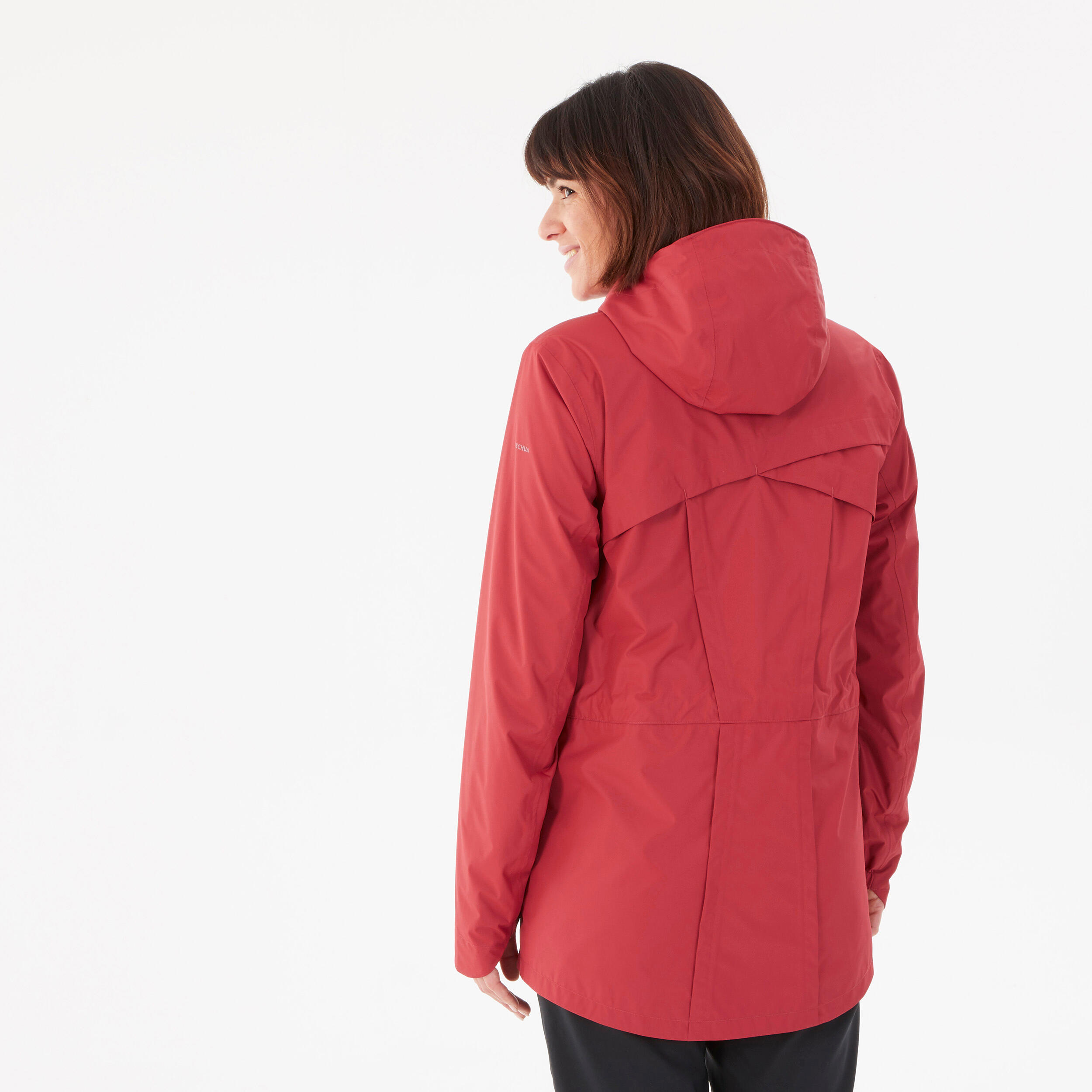 Hiking Raincoat - NH500 Waterproof Jacket - Women - Ruby Red 4/9