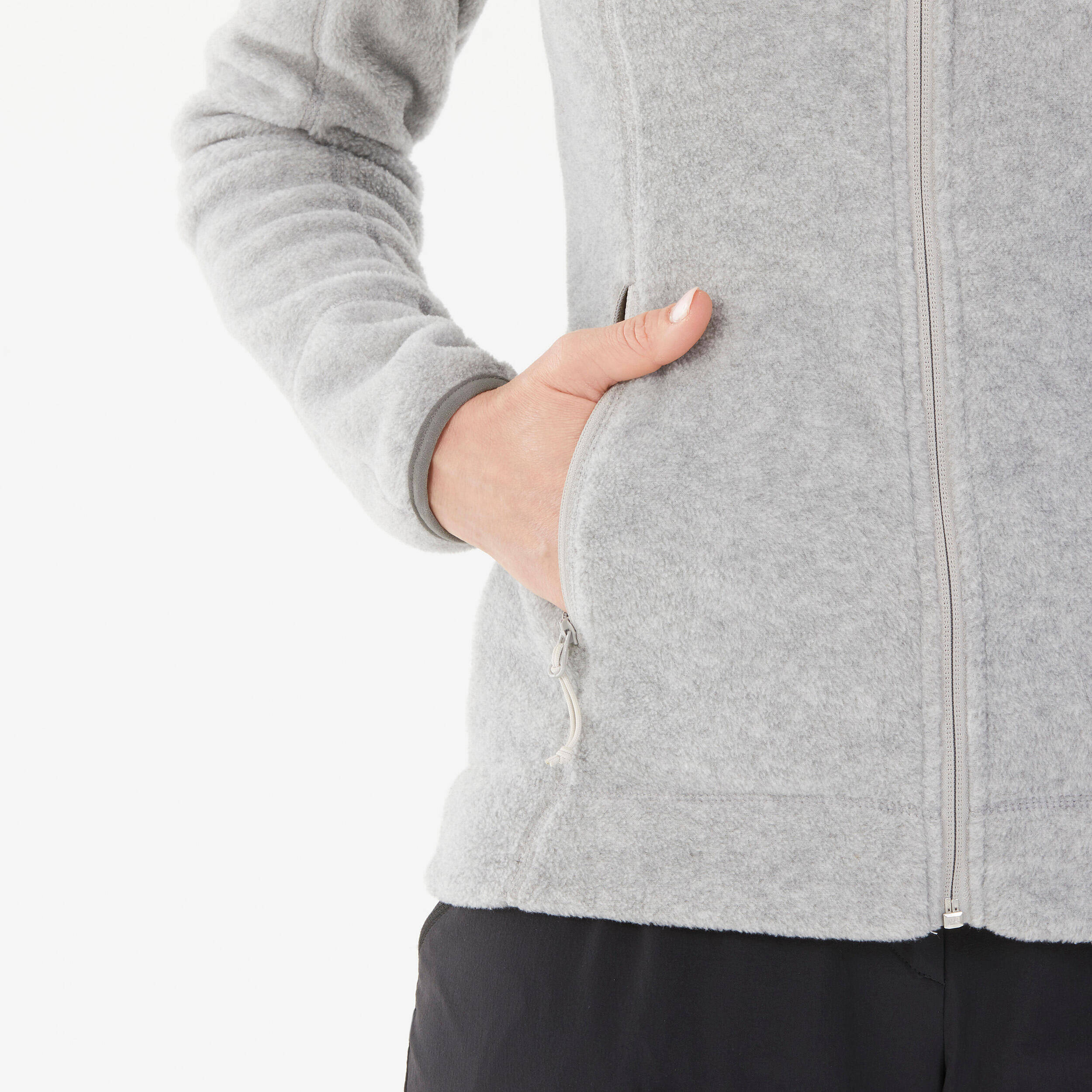 Women Sweater Full-Zip Fleece for Hiking MH100 Grey -  4