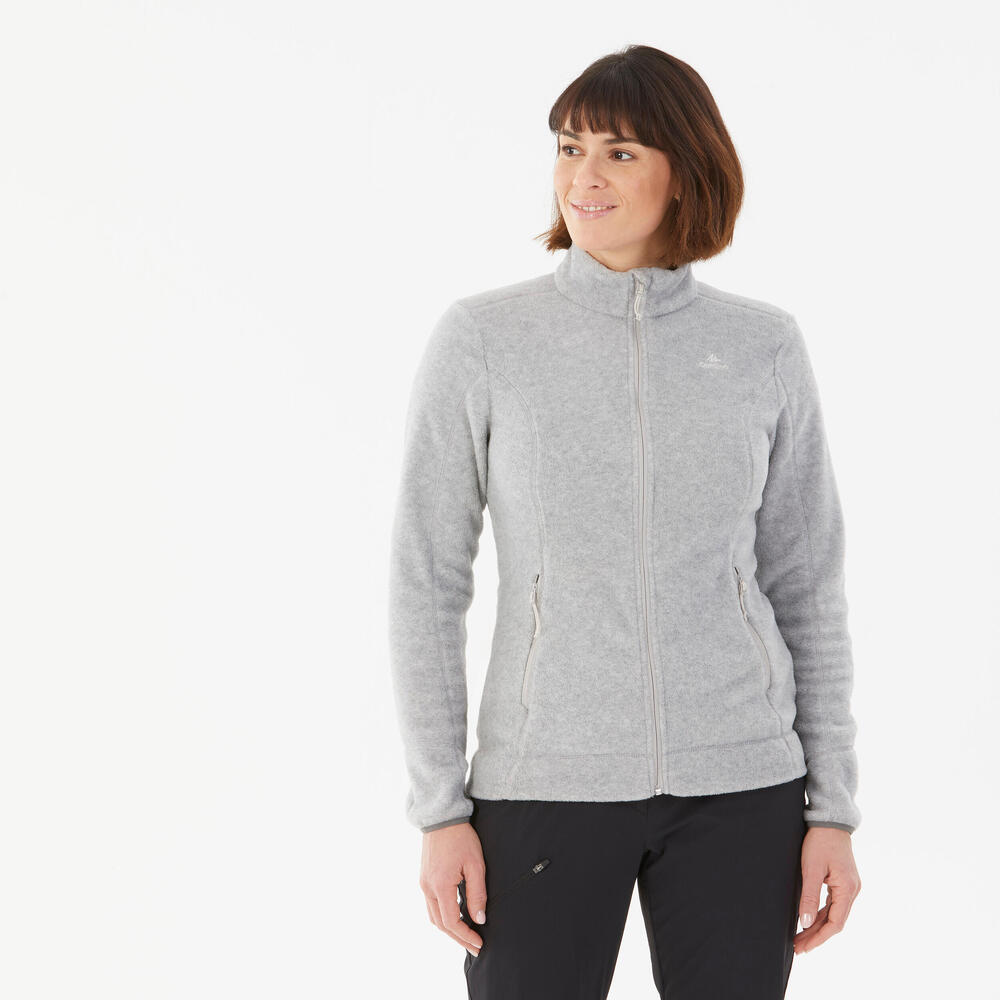 Women’s Fleece Hiking Sweatshirt - MH 120 Black