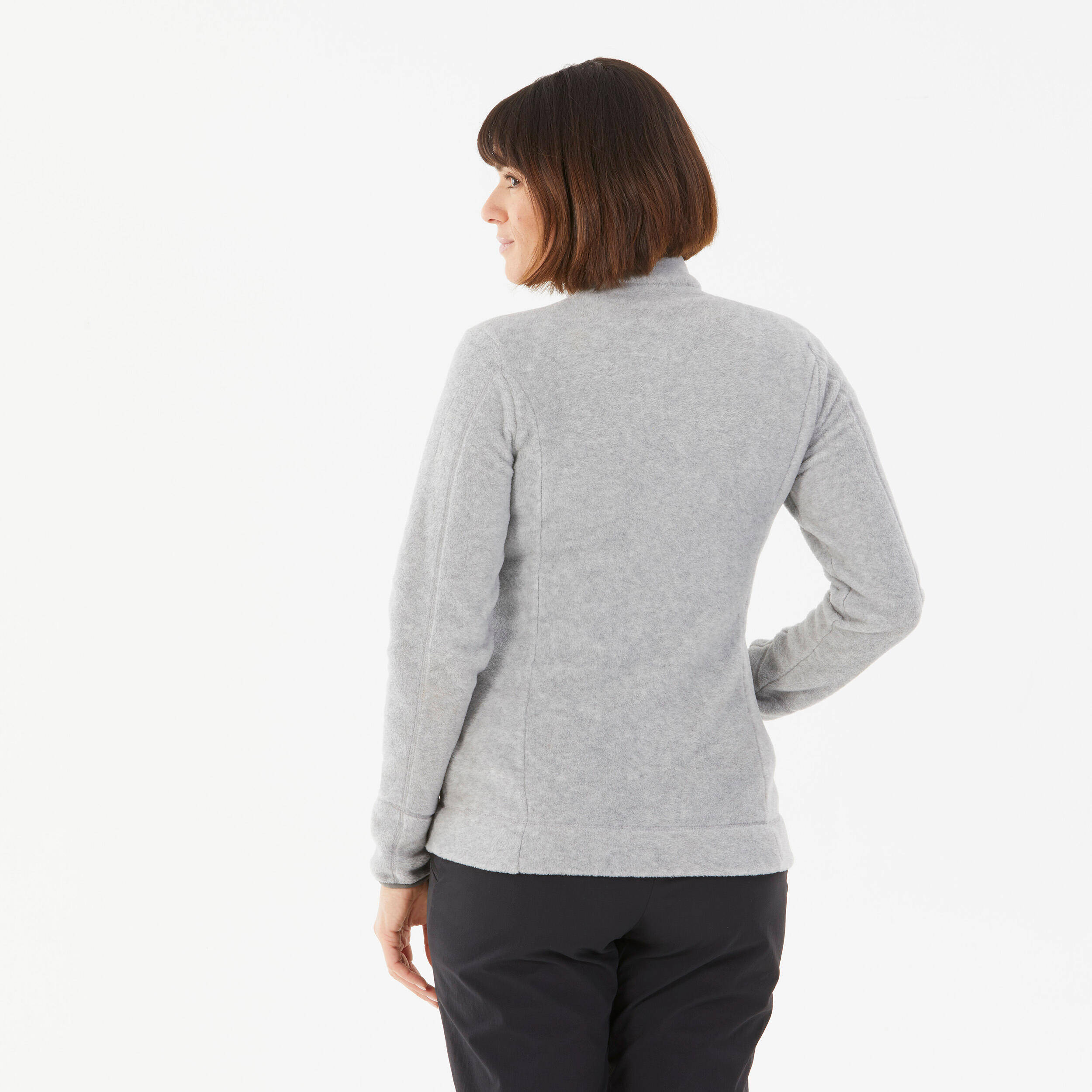 Women Sweater Full-Zip Fleece for Hiking MH100 Grey -  5