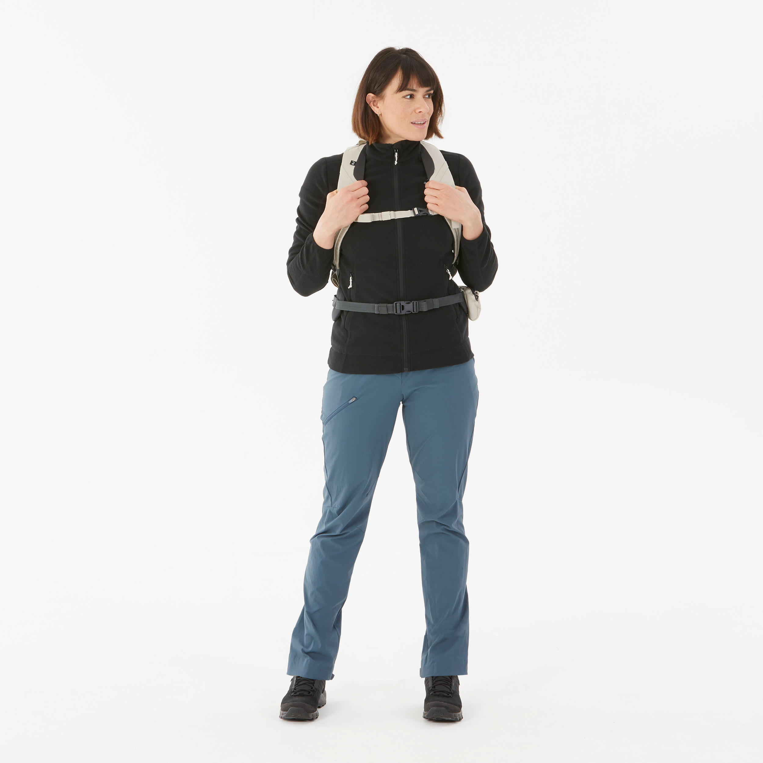 Women’s Fleece Hiking Vest - MH 120 Black