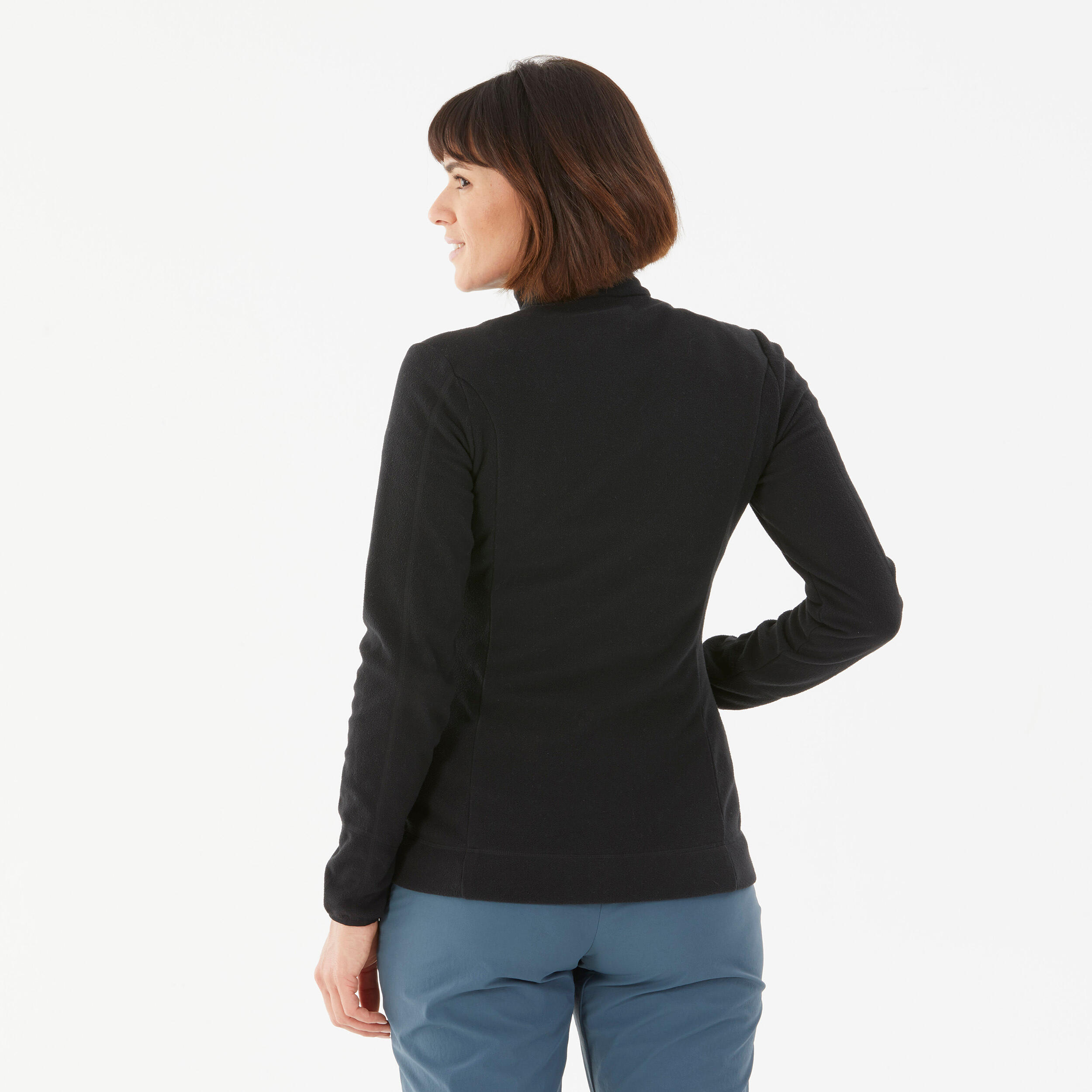 Womens' Fleece Pullover - MH 100 - Snow white, [EN] smoked black - Quechua  - Decathlon