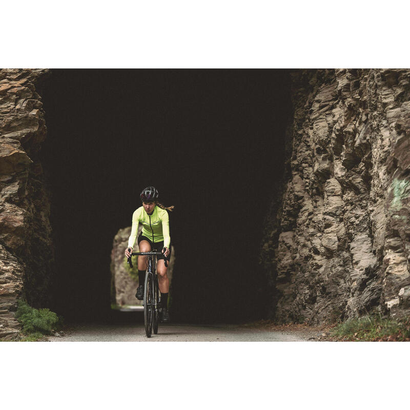 CAMISOLA DE MANGA COMPRIDA CICLISMO DE ESTRADA MULHER RCR AMARELO