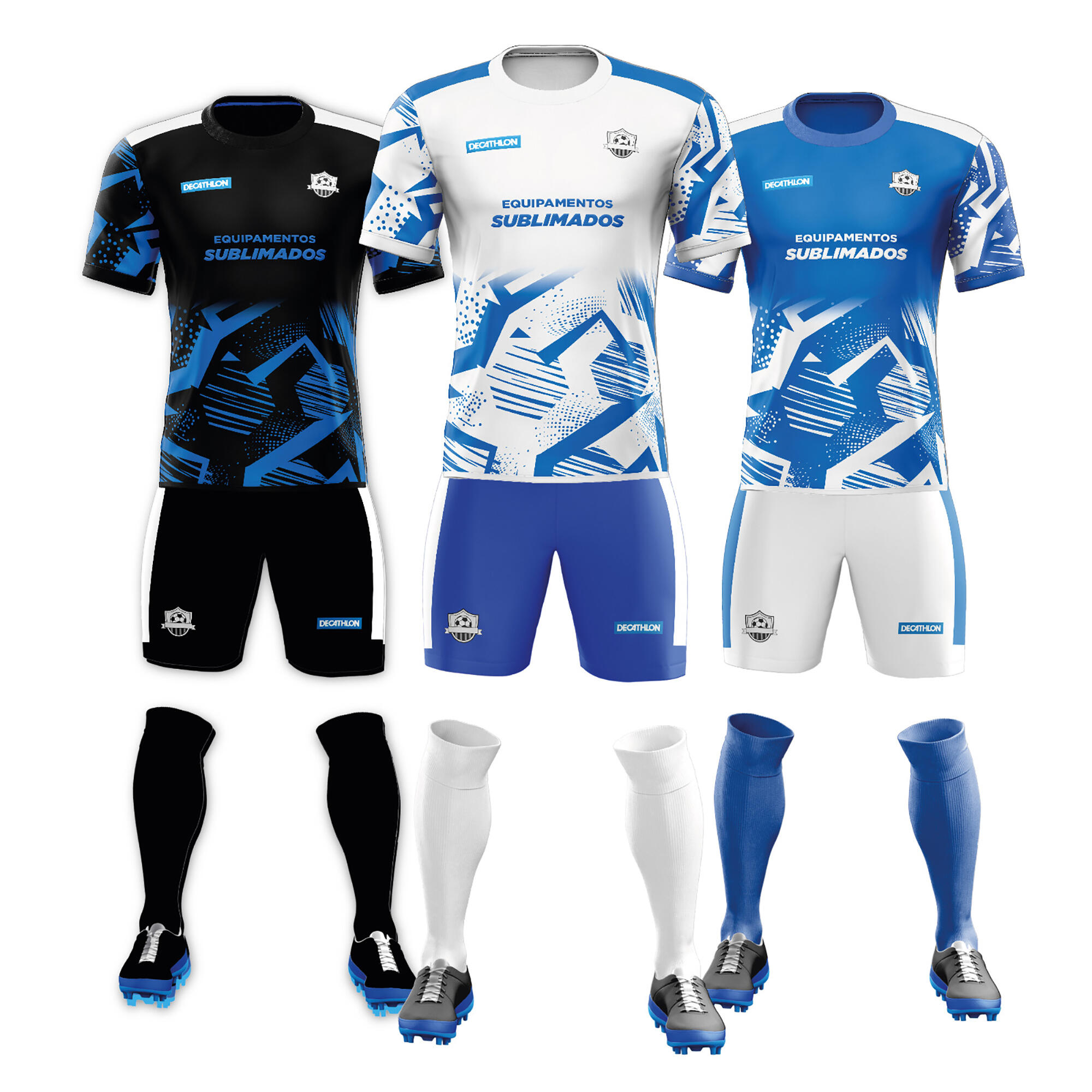 DECATHLON CONJUNTO DE FUTEBOL ADULTO E CRIANÇA SUBLIMADO CUP (CAMISOLA + CALÇÃO + MEIA)