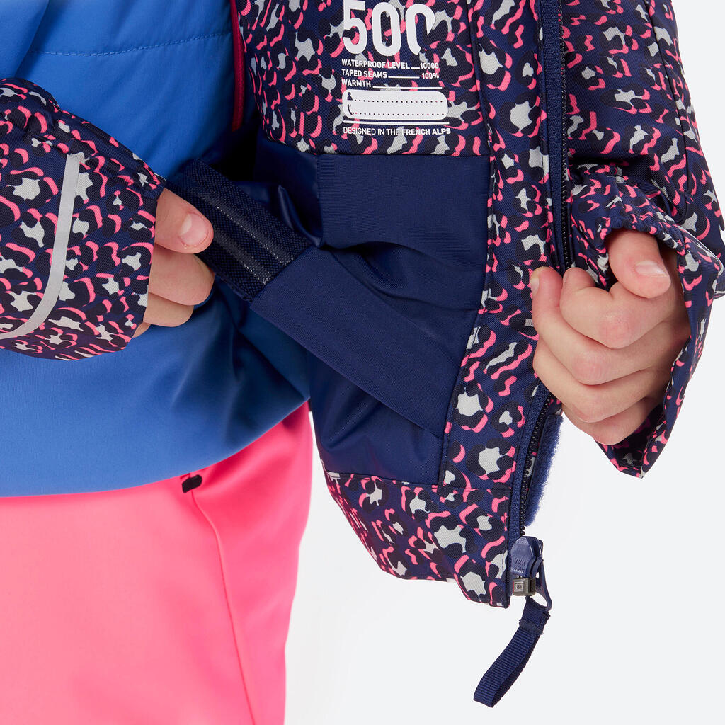 Skijacke Kinder warm wasserdicht - 500 lila Leoprint