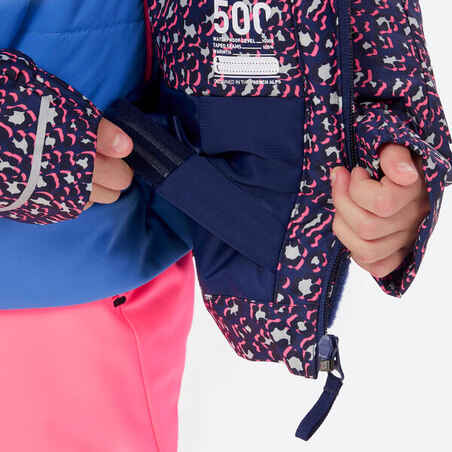 Παιδικό ζεστό και αδιάβροχο μπουφάν για σκι 500 - Τύπωμα Λεοπάρ