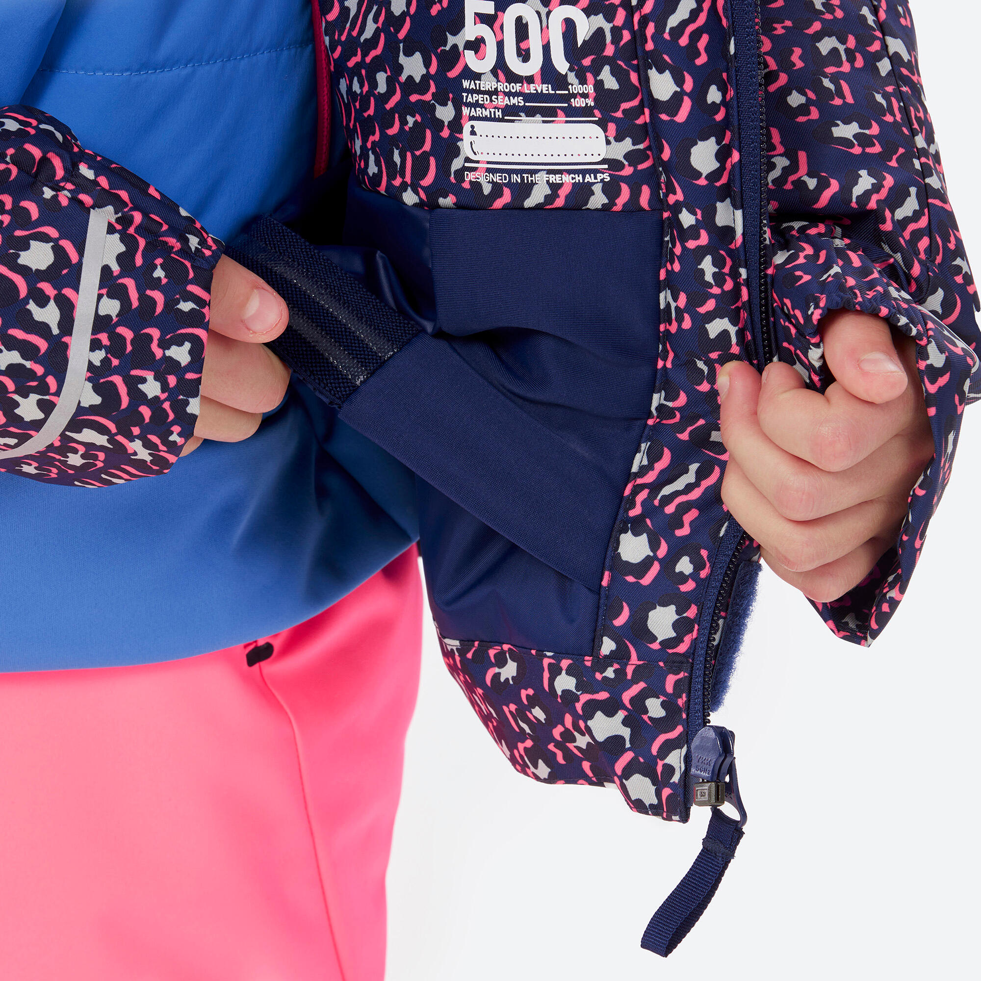 Kids’ Warm and Waterproof Ski Jacket 500 - Leopard Print 8/10