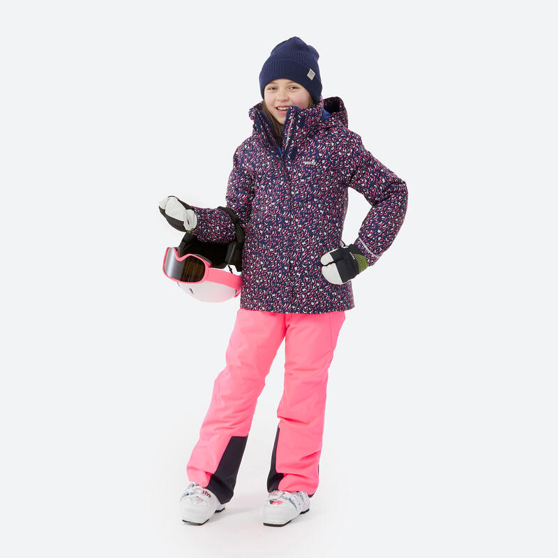 Skijacke Kinder warm wasserdicht - 500 lila Leoprint