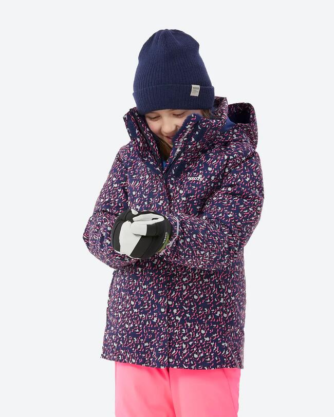 Kids’ Warm and Waterproof Ski Jacket 500 - Leopard Print