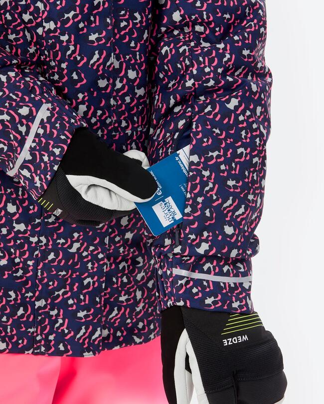 Warm en waterdicht ski-jack 500 voor kinderen - luipaardprint