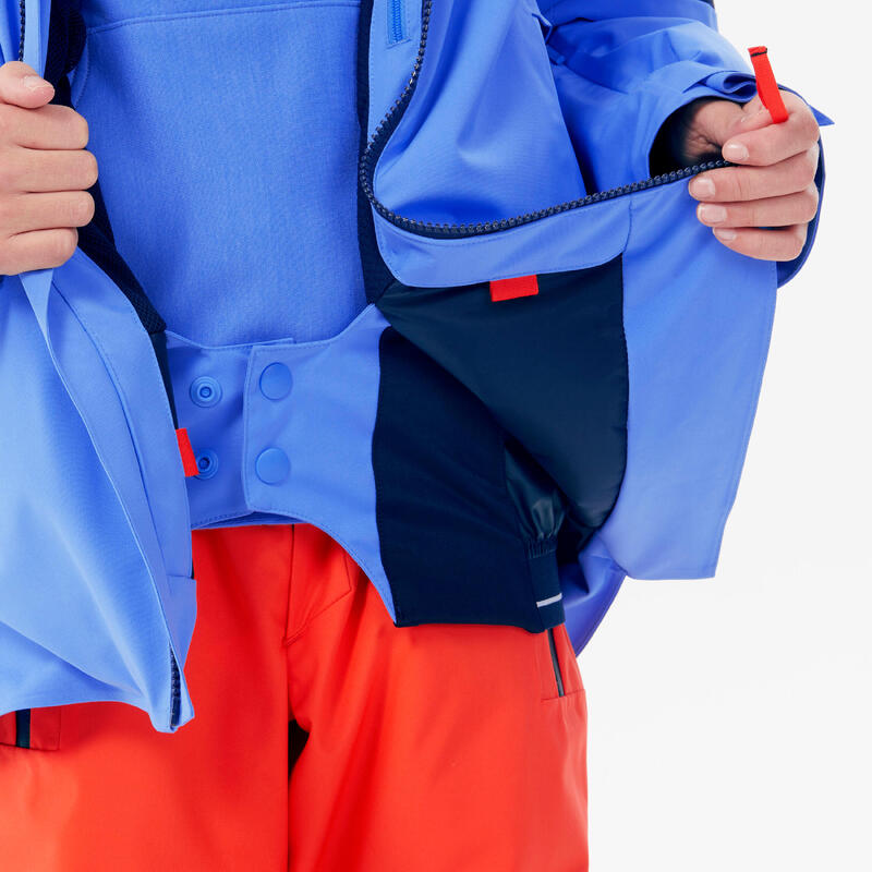 Warme en waterdichte ski-jas voor kinderen 900 blauw