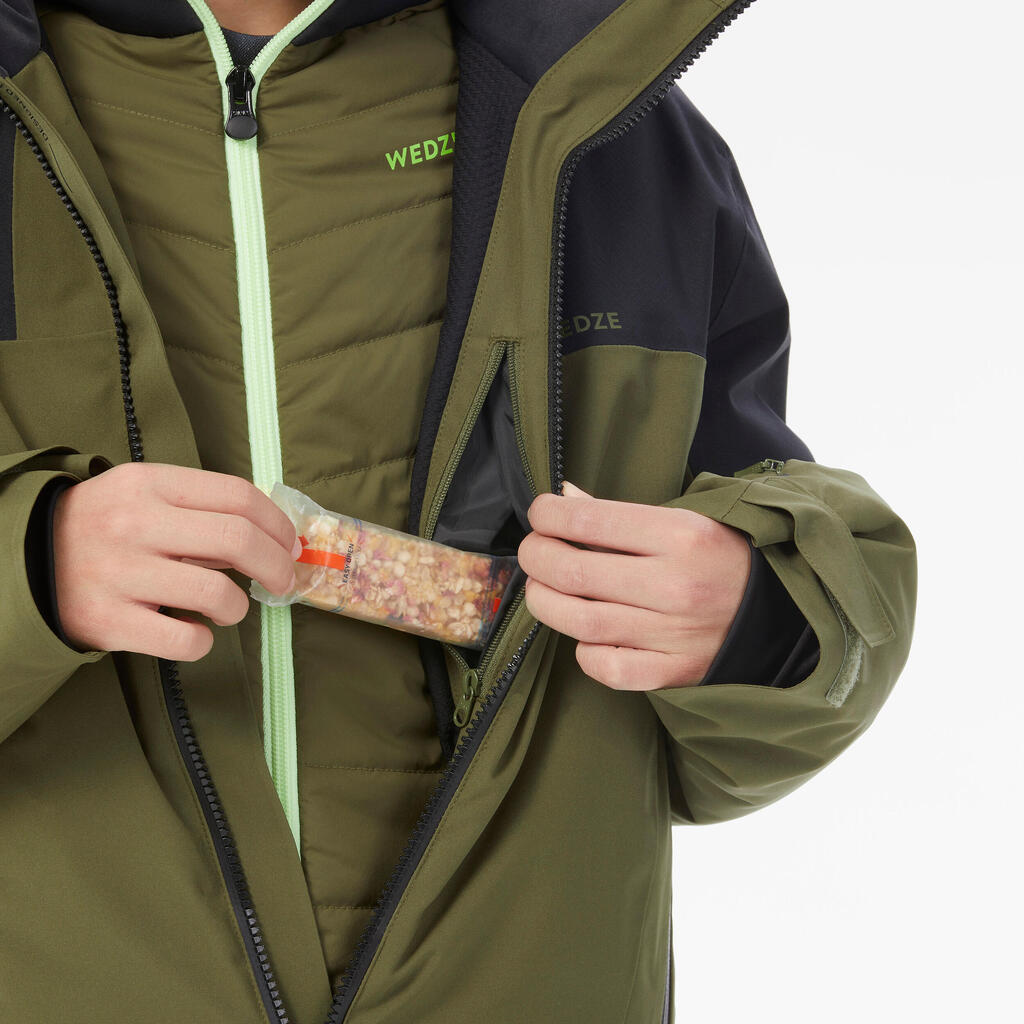 Kids’ warm and waterproof ski jacket 900 - Khaki