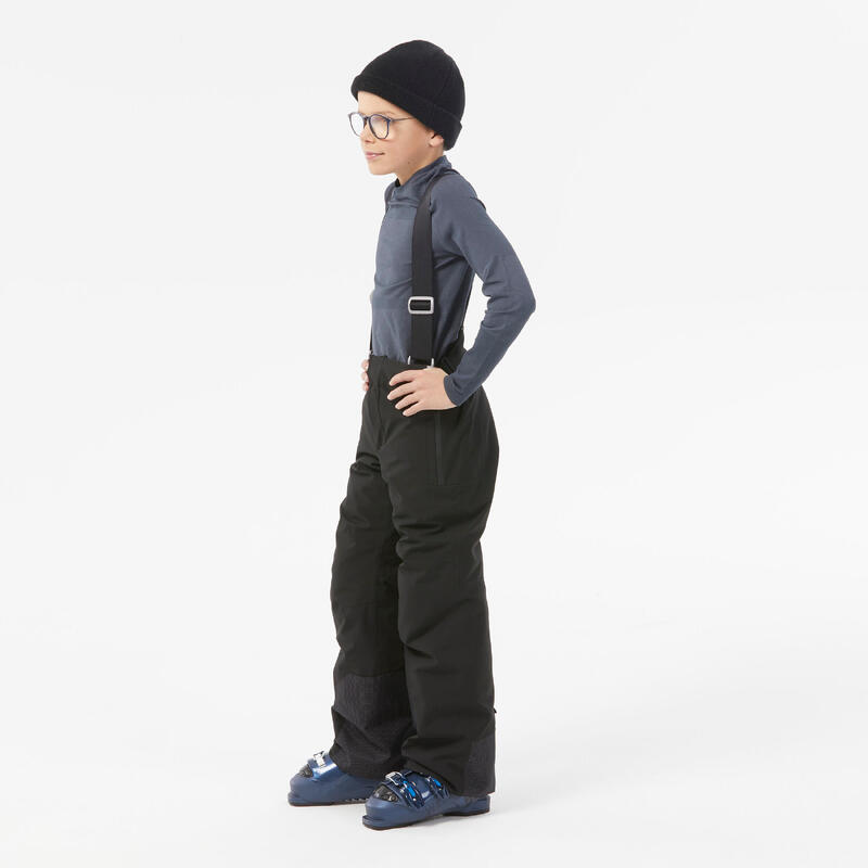 Pantalon schi pe pârtie PNF 900 Călduros și impermeabil Negru Copii