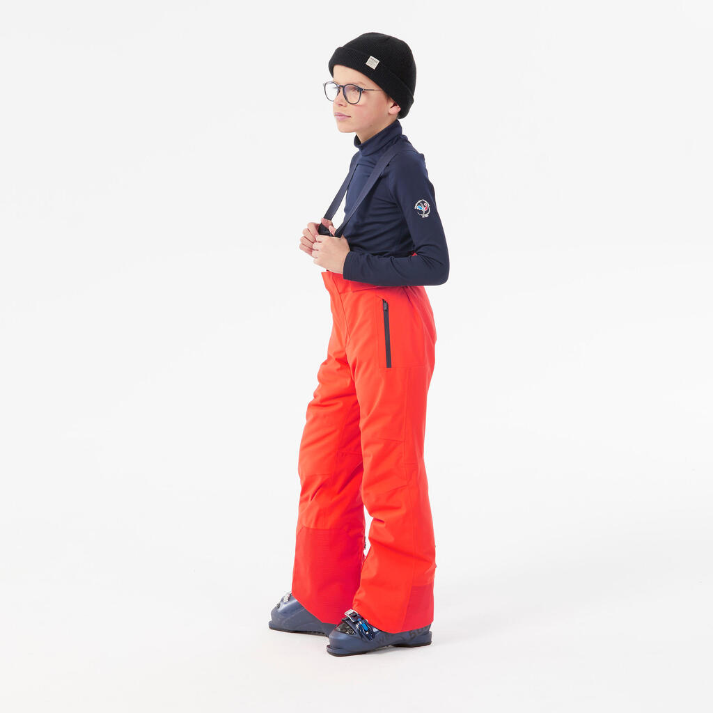 Crvene dečje tople i vodootporne pantalone za skijanje PNF 900