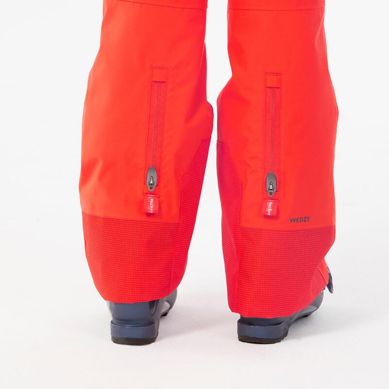 Pantalon schi pe pârtie PNF 900 Călduros și impermeabil Roșu Copii