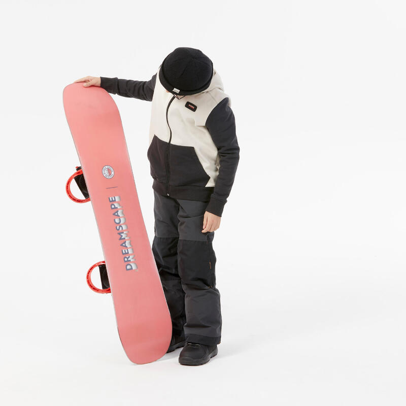 Kapuzensweatshirt Skating und Snowboarden - Hoodie JR 500 beige und schwarz 
