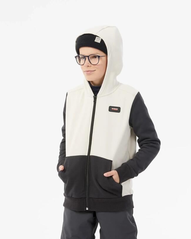 Felpa skate e snowboard bambino HOODIE 500 beige e nera