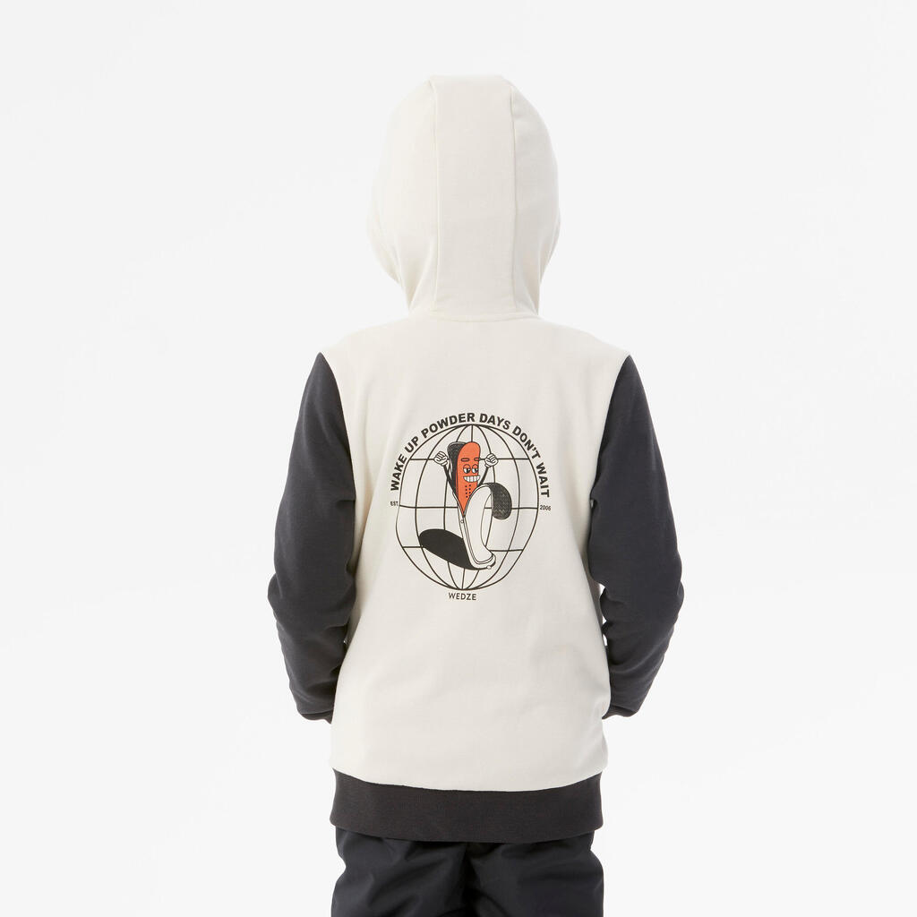 Kapuzensweatshirt Skating und Snowboarden warm und weich - Hoodie JR 500 beige und schwarz 