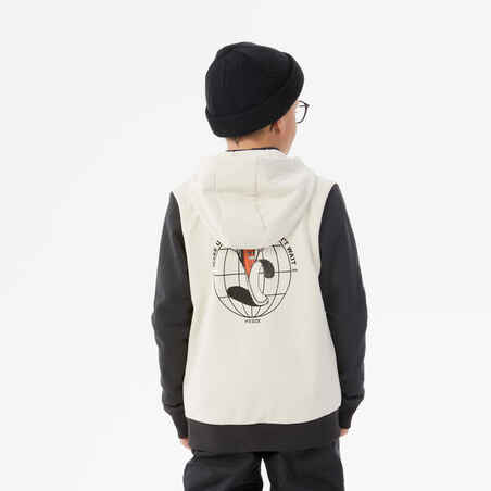 Vaikiškas snieglentininkų ir riedlentininkų džemperis „500“, smėlio spalvos ir juodas