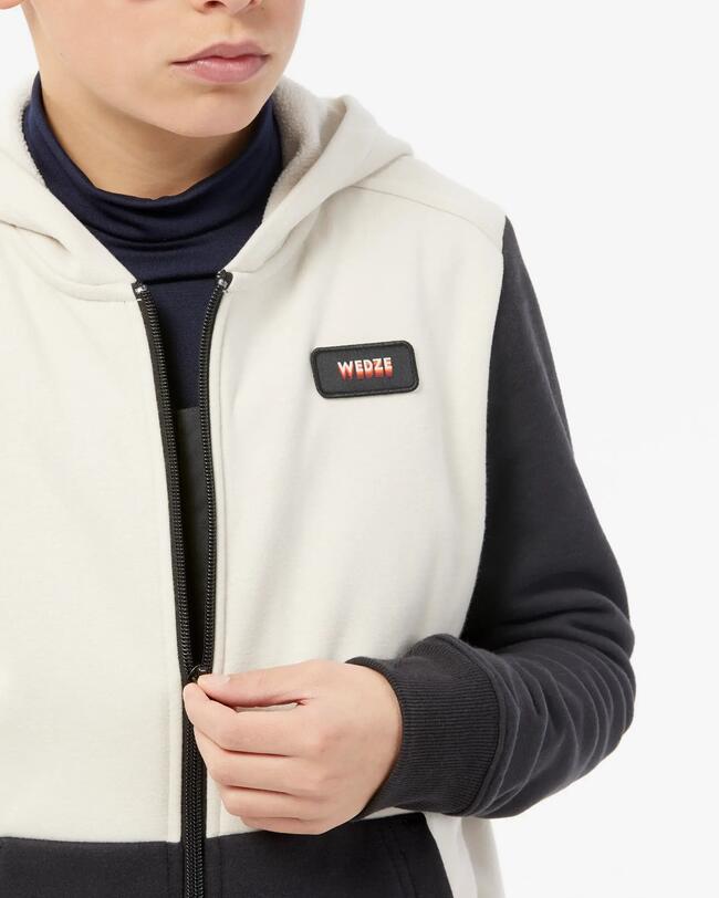 Felpa skate e snowboard bambino HOODIE 500 beige e nera