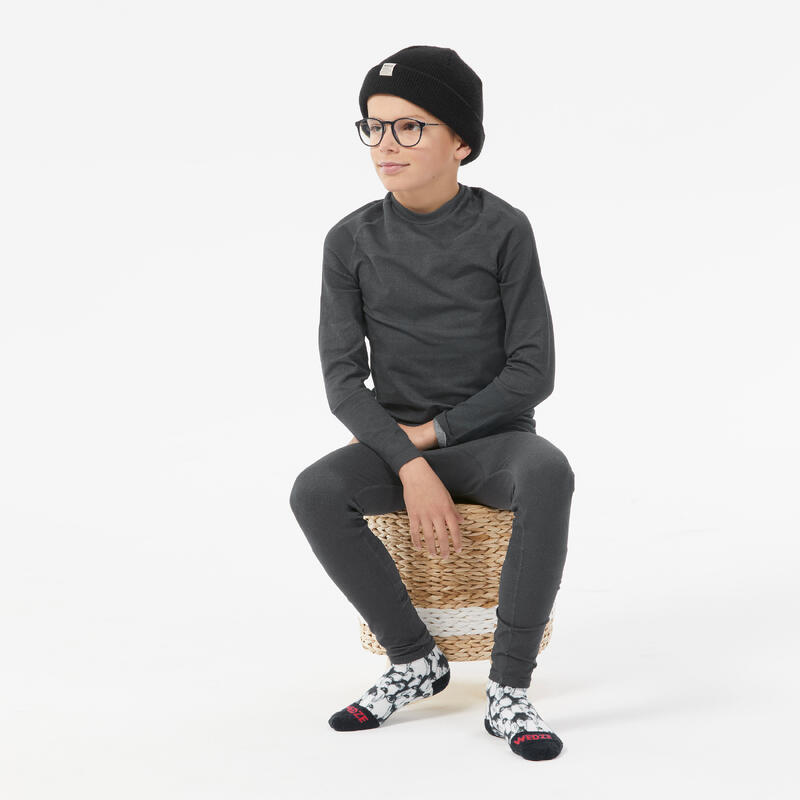 SOUS-VÊTEMENT DE SKI ENFANT - BL 100 SEAMLESS HAUT - GRIS