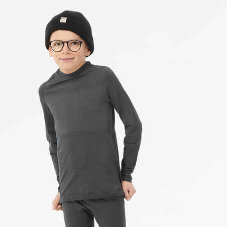 חולצת סקי שכבת בסיס ללא תפרים לילדים - BL 100 - אפור