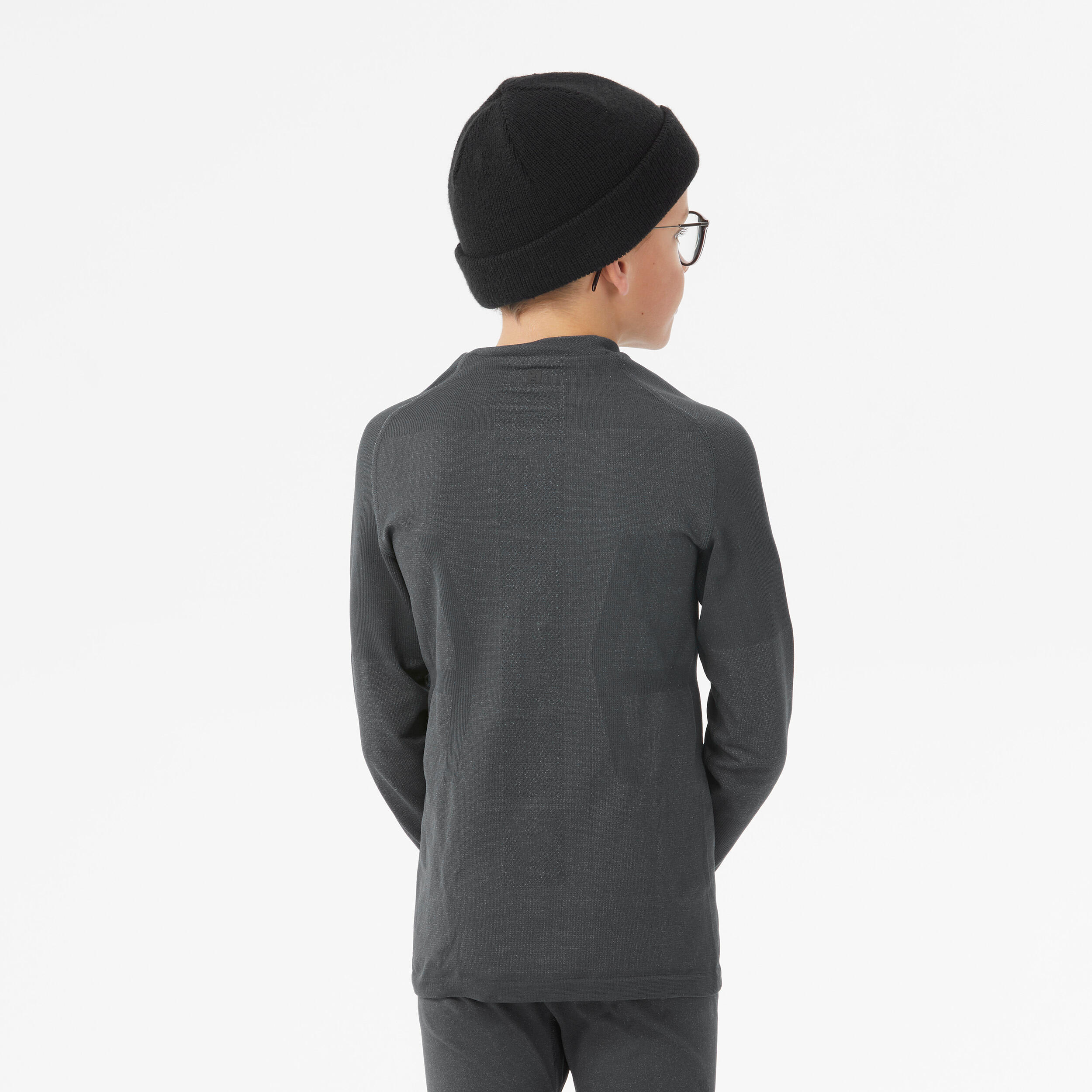 KIDS’ SKI BASE LAYER SEAMLESS TOP - BL 100 - GREY 3/3