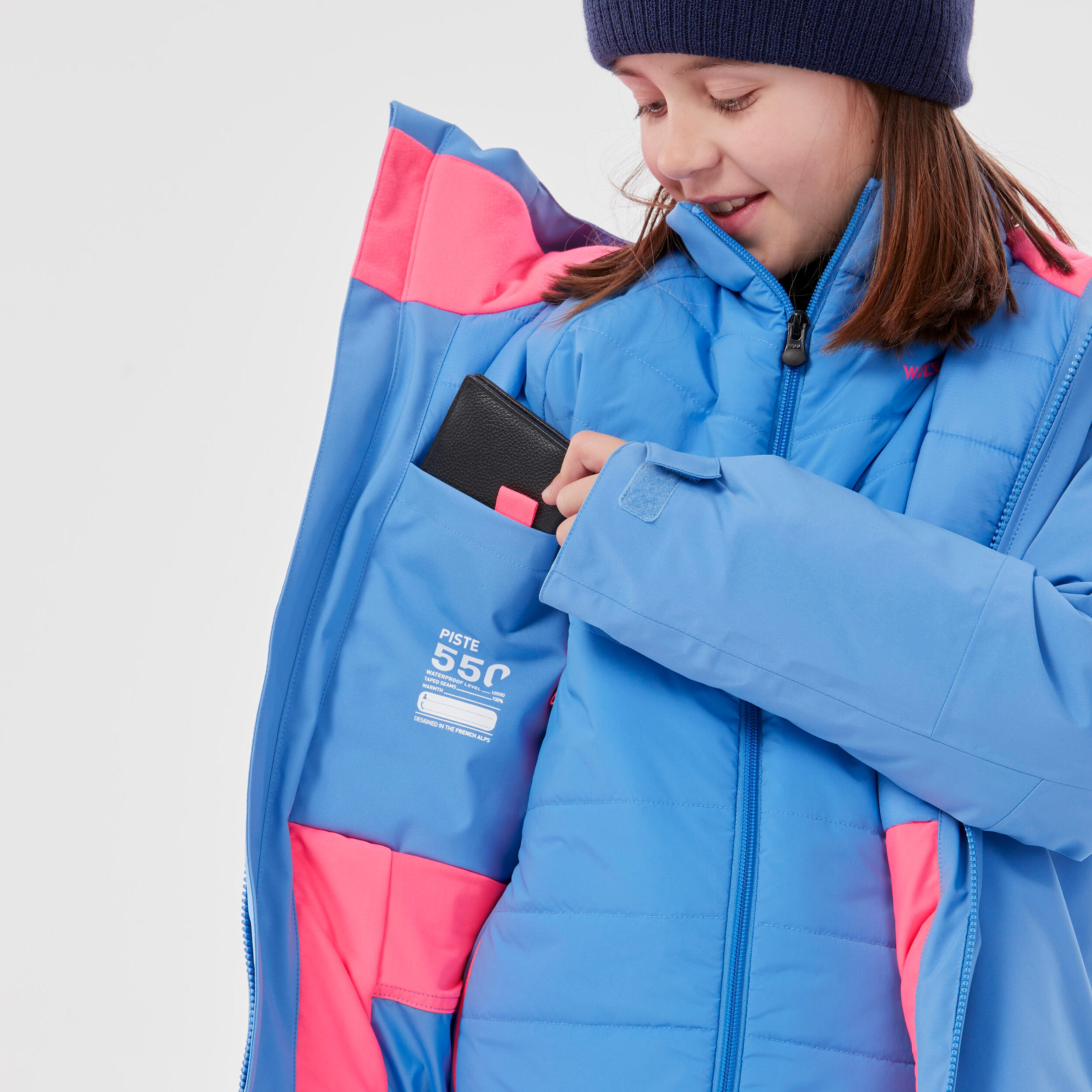 Warm and waterproof 550 children's ski jacket - Blue