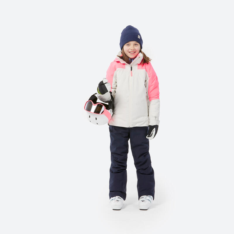 Casaco de Ski de Criança Quente e Impermeável 900 - Branco e rosa