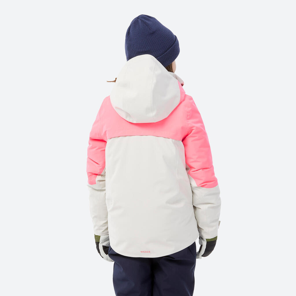 Skijacke Kinder warm wasserdicht - 900 Sport weiß/rosa 