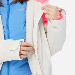 Παιδικό ζεστό και αδιάβροχο μπουφάν για σκι 900 - Λευκό και ροζ