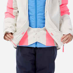 Kids’ warm and waterproof ski jacket 900 - White and pink