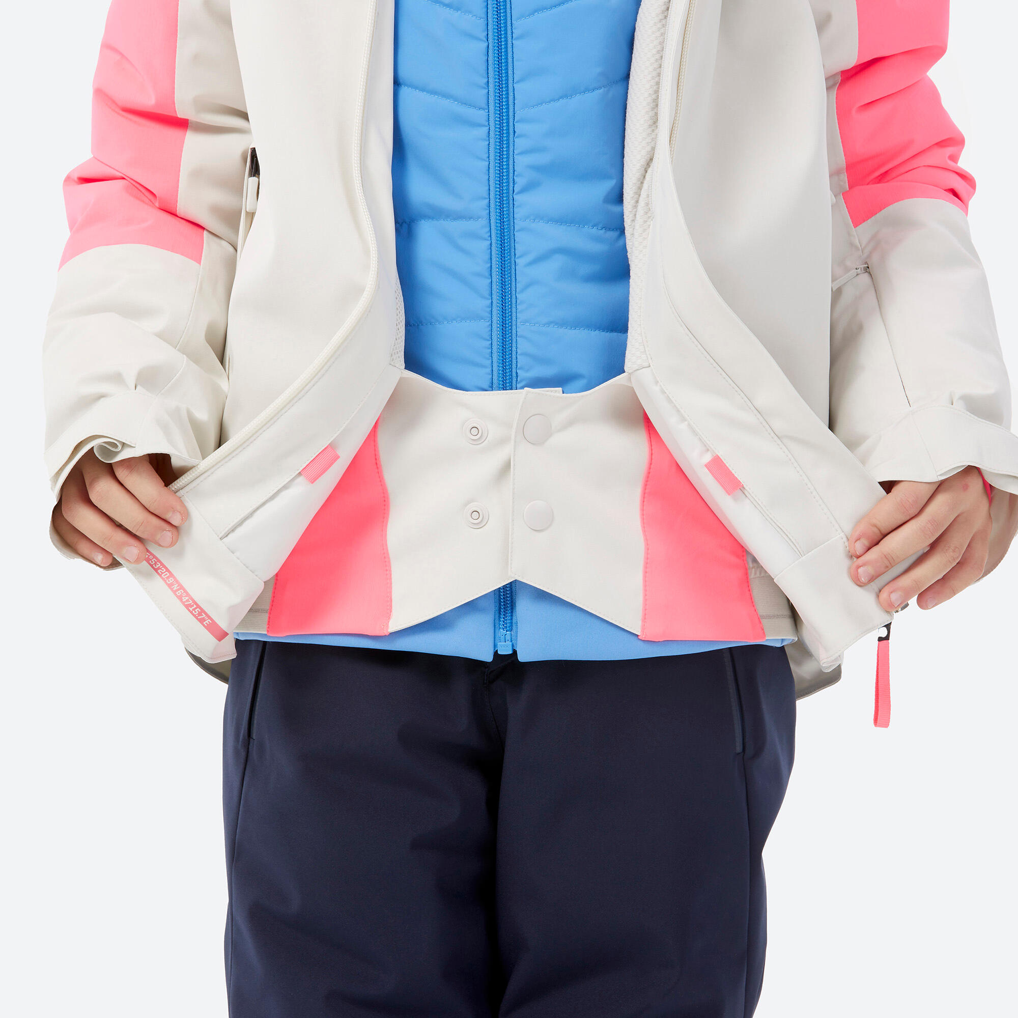 Kids’ warm and waterproof ski jacket 900 - White and pink 10/12