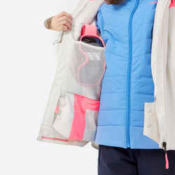 Kids’ warm and waterproof ski jacket 900 - White and pink