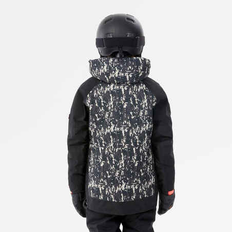 KIDS’ SNOWBOARD SNB 500 JACKET – black camouflage