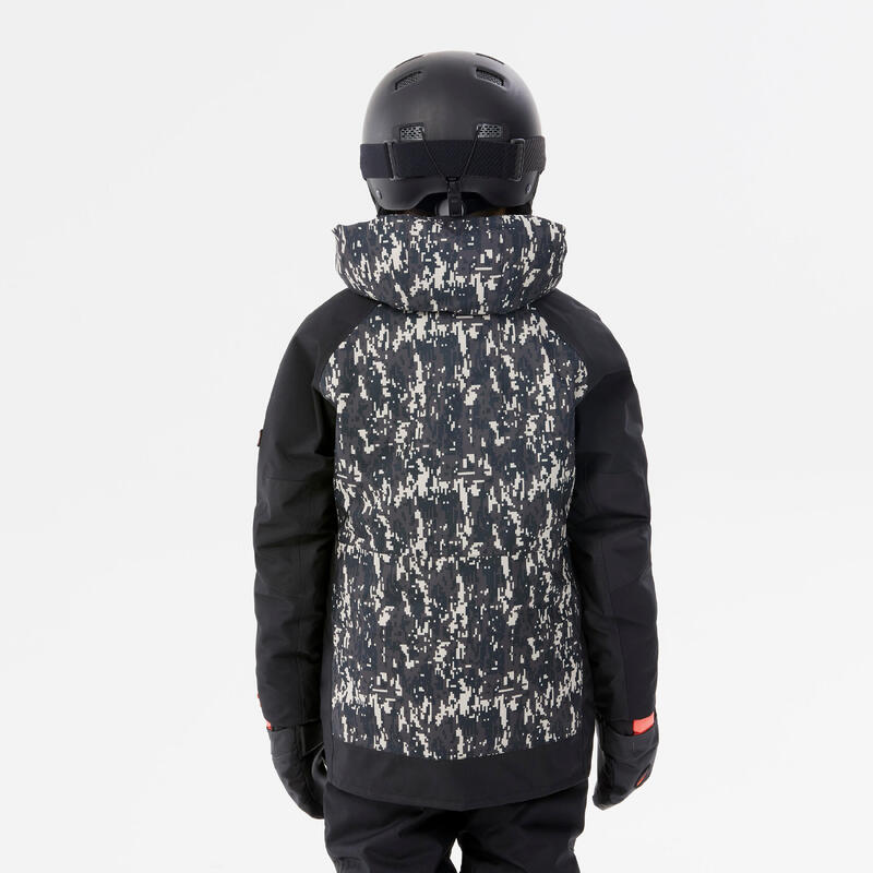 Giacca snowboard bambino SNB 500 nera mimetica