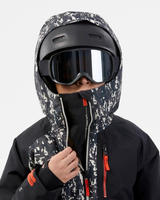 KIDS’ SNOWBOARD SNB 500 JACKET – black camouflage