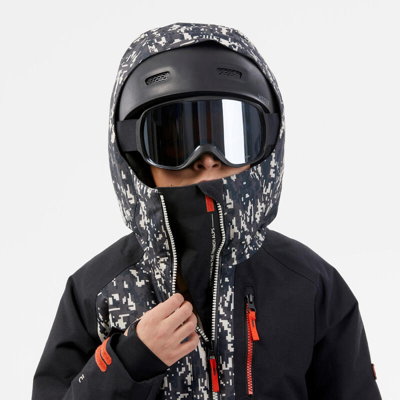 Giacca snowboard bambino SNB 500 nera mimetica