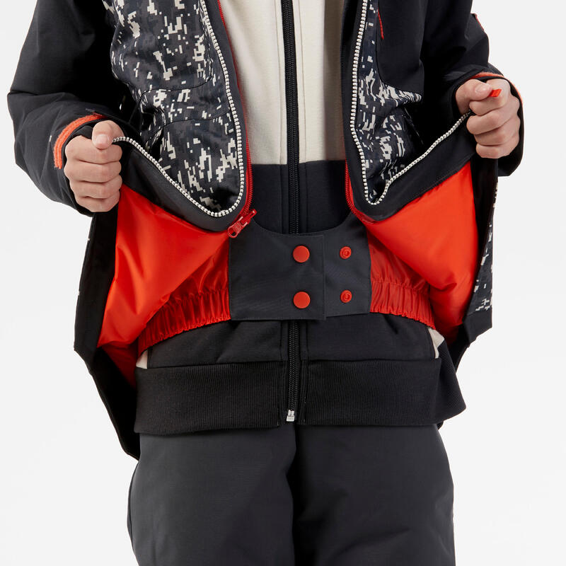 Veste de snowboard ziprotec enfant 6-10 ans, SNB500 noir