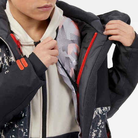 KIDS’ SNOWBOARD SNB 500 JACKET – black camouflage