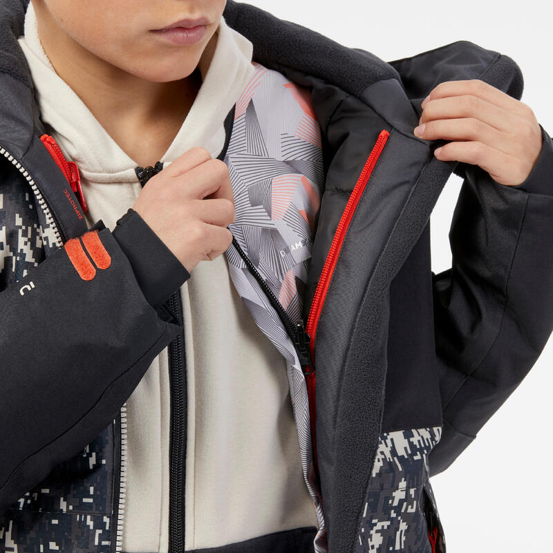 Veste de snowboard ziprotec enfant 6-10 ans, SNB500 noir