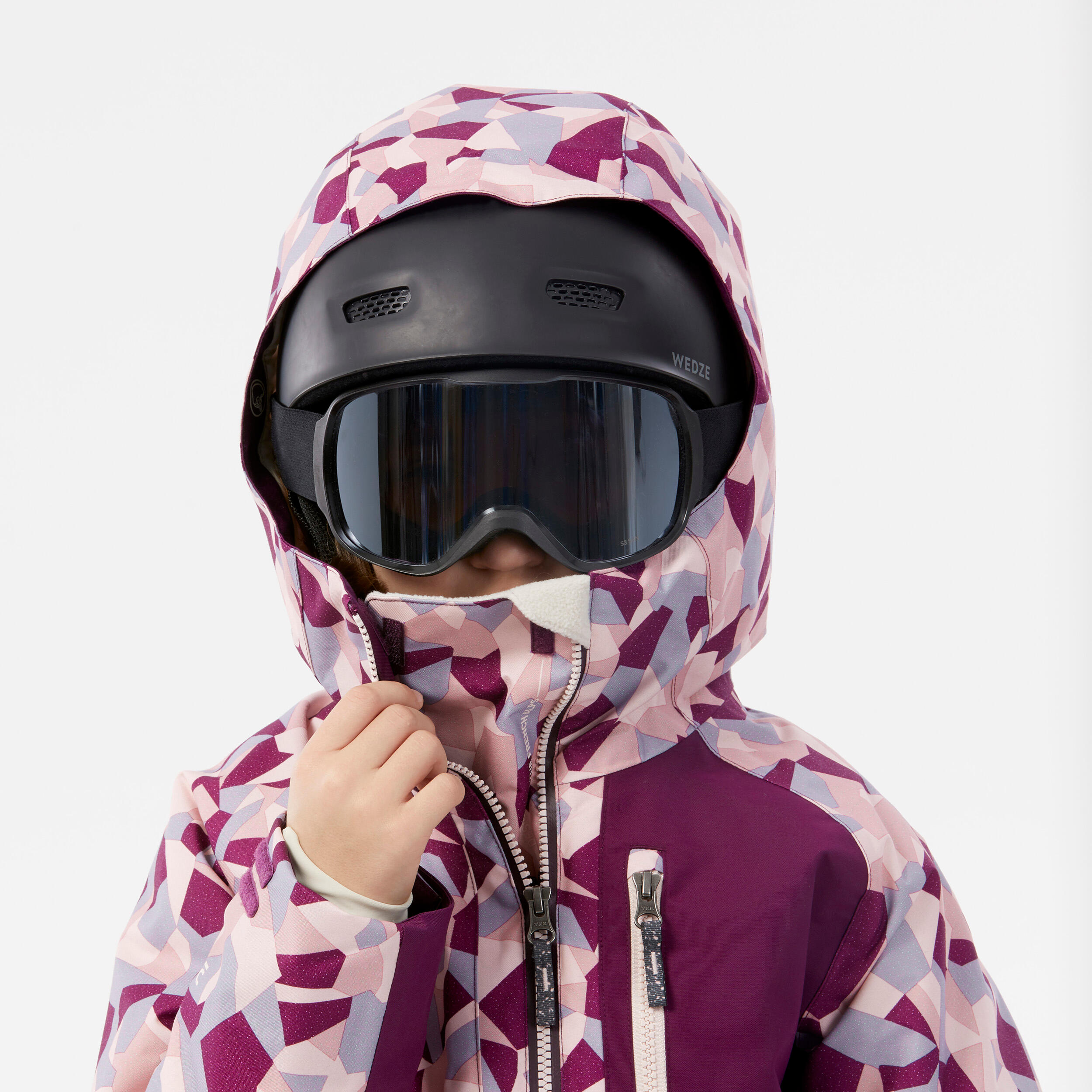 KIDS’ SNOWBOARD SNB 500 JACKET – purple camouflage 3/9