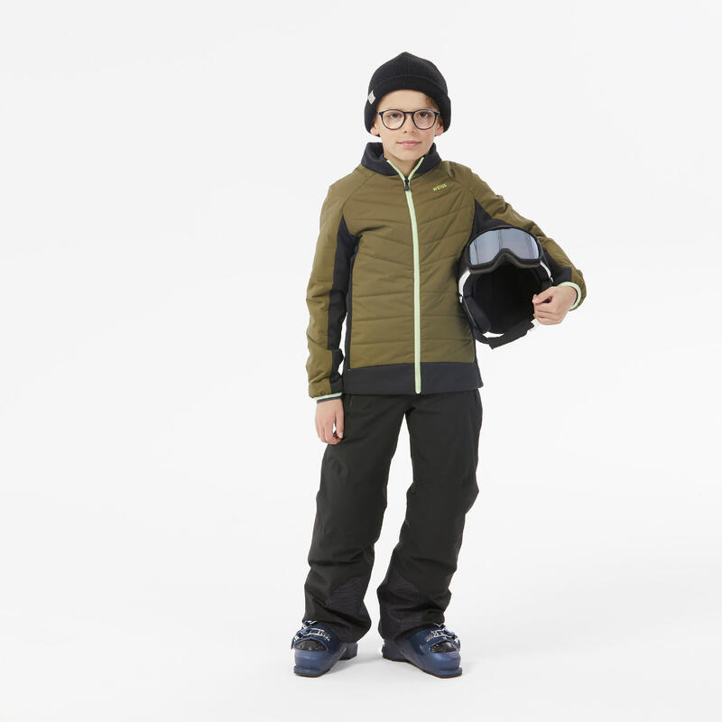Lichtgewicht gewatteerde ski-jas voor kinderen 900 kaki