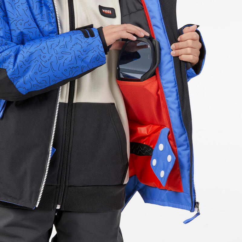 Veste de snowboard ziprotec enfant 6-10 ans, SNB500 bleu