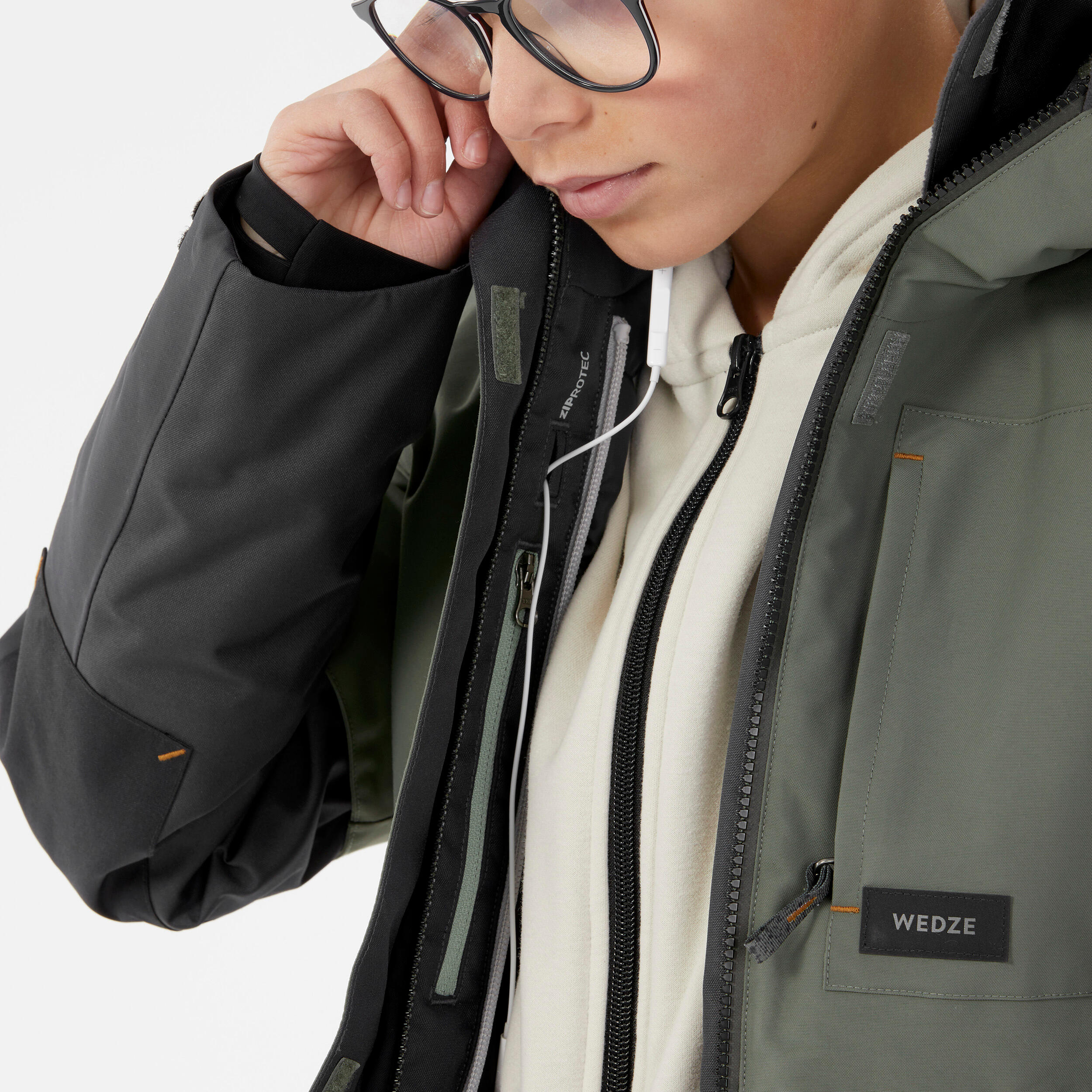 Kids’ Winter Jacket – Snowboarding 500 Khaki - DREAMSCAPE