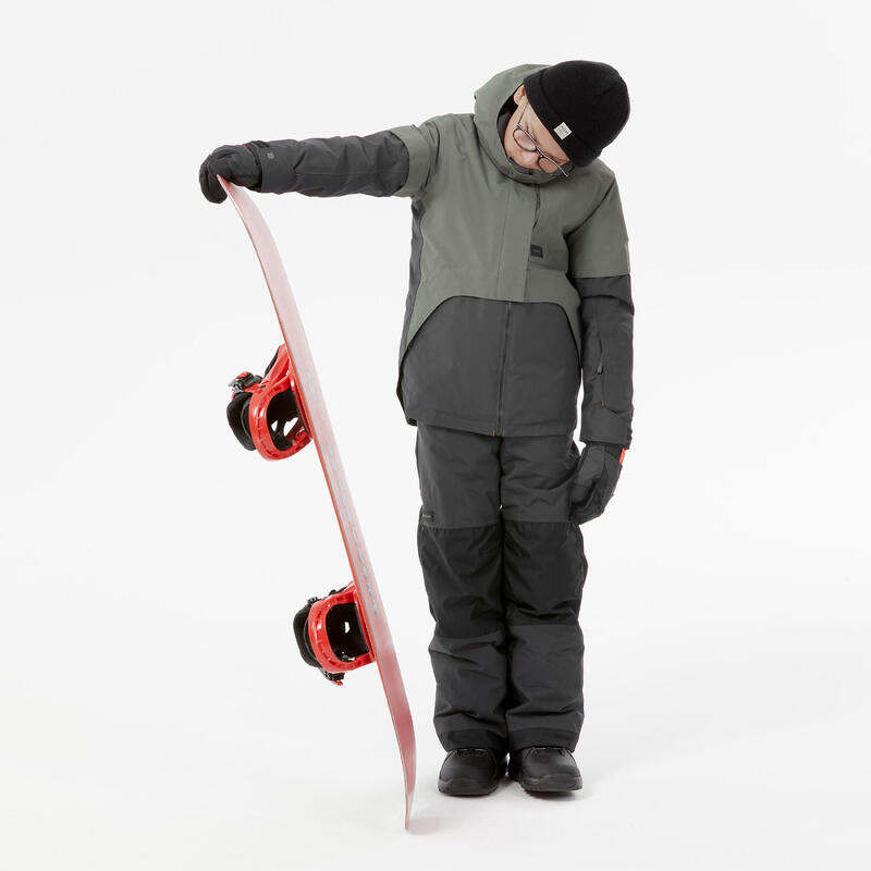 Casaco de Snowboard Menino SNB 500 Comprido e muito resistente Caqui