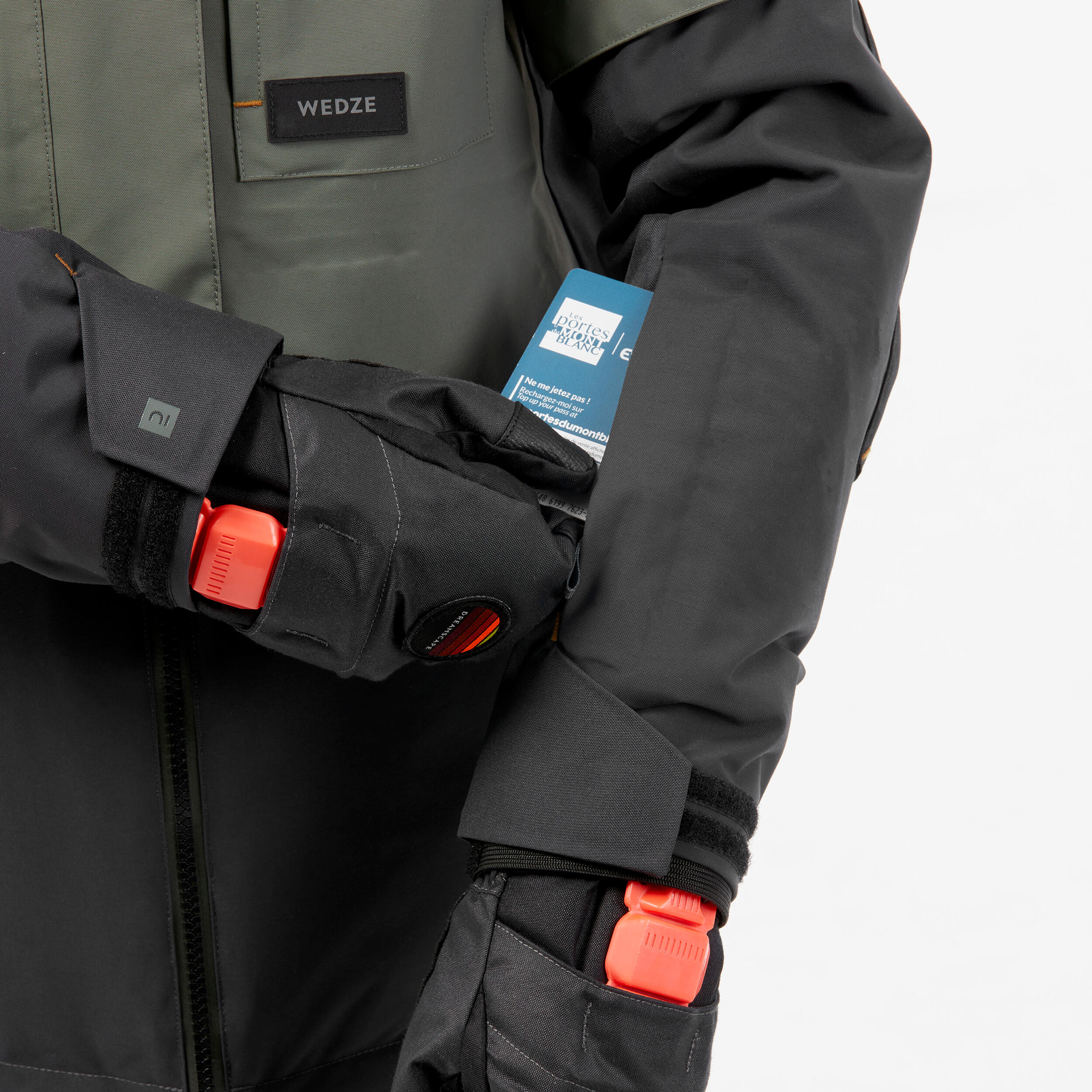 BOYS' HIGH RESISTANCE LONG SNOWBOARD JACKET - SNB 500 - KHAKI 27/33