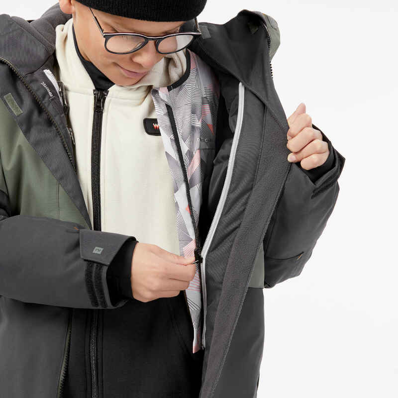 Snowboardjacke Jungen lang sehr robust SNB 500 khaki Decathlon