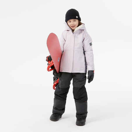 GIRLS' HIGH RESISTANCE LONG SNOWBOARD JACKET - SNB 500 - PINK
