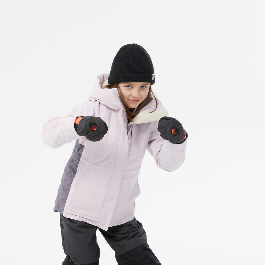 Dievčenská snowboardová bunda SNB 500 dlhá a veľmi odolná ružová